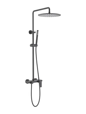 Душевая система Aquatek AQ2440MB для ванны/душа, однозахватный, верхний/ручной душ, черный мат