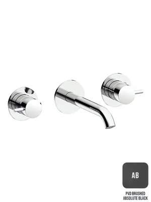 Смеситель для раковины Almar настенный на 3 отверстия, излив 170-195, регулируемым углом аэратора, цвет черный брашированный E210057.AB