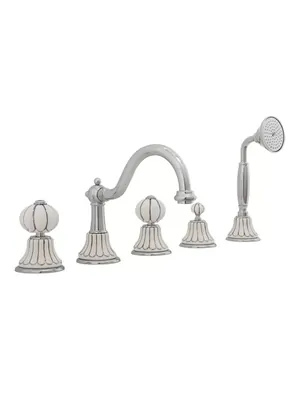 Смеситель на борт ванны Migliore на 5 отв., бел. с декором платина/хром ML.OLV-5880.BP.CR