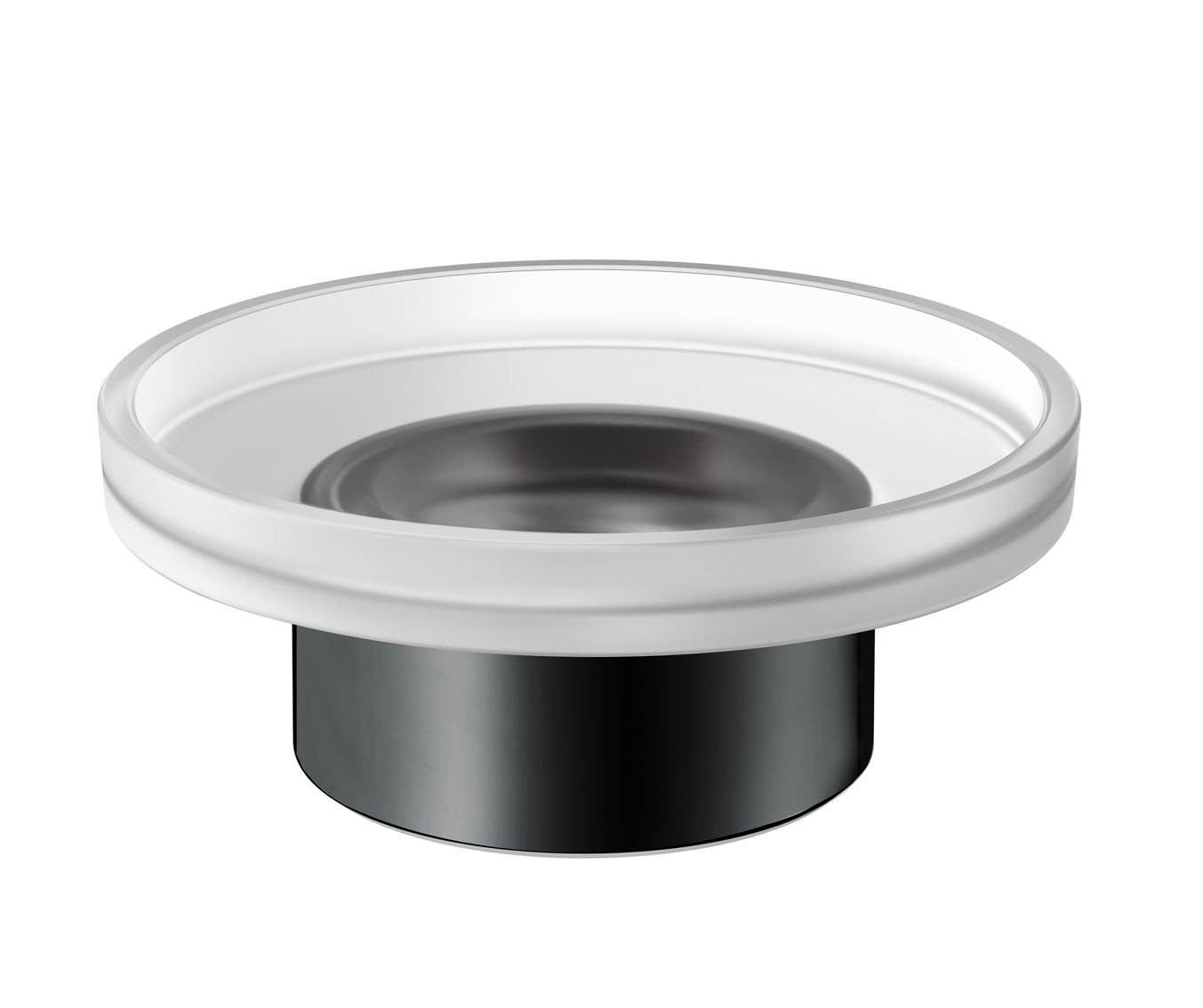 Мыльница INDA MITO A20020NE21 , настольная, цвет держателя черный матовый, чашка матовое стекло