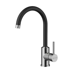 Смеситель для мойки Omoikiri -BL-BN нерж.сталь/черный, высокий поворотный излив 4994252