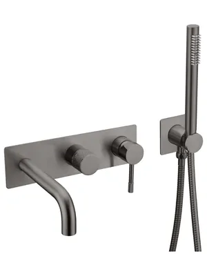 Смеситель Boheme 464-3-GM для ванны/душа, встраиваемый, однозахватный, с ручным душем, графит