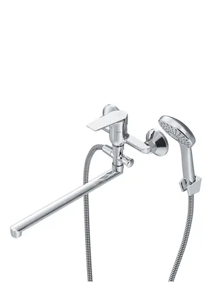 Смеситель AM.PM для ванны/душа, длинный излив, с душевым набором, хром F90A90100