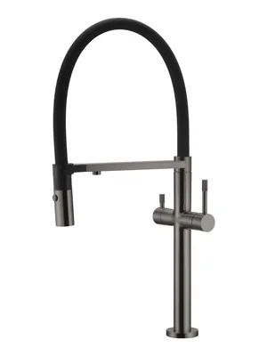 Смеситель Boheme 115-GM для кухни, однозахватный, c краном для п/воды, гибкий излив, графит