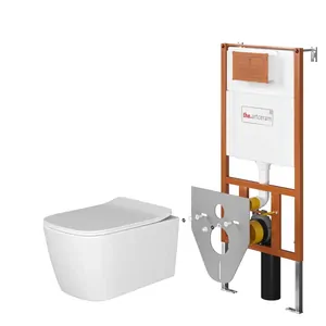 Комплект: Инсталляция Artceram + Унитаз А16 подвесной безободковый + сиденье микролифт, цвет: белый