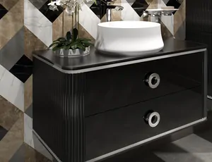 Столешница Diamante AMBTOPGLASS100 на тумбу,100 см,optiglass,отв.под смеситель,черный матовый