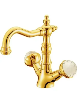 Смеситель Boheme Imperiale 332 для раковины, на 1 отверстие, двухзахватный, золото