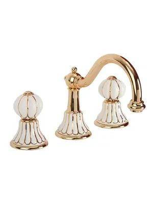 Смеситель для раковины Migliore на 3 отв., бел. с золотым декором/золото ML.OLV-5812.BO.DO