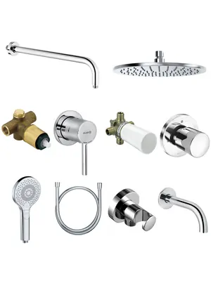 Встраиваемая душевая система KLUDI 10в1, встроенный смеситель, хром 386340576