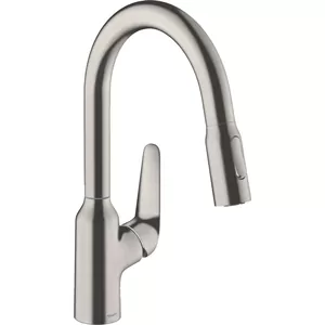 Смеситель Hansgrohe для кухни 180 мм вытяжной поворотный излив сталь 71821800