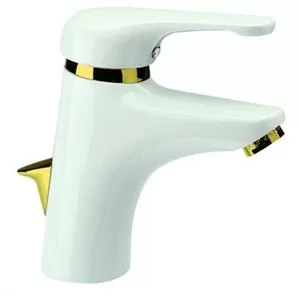 Смеситель для раковины Daniel VE1360501DO однозахватный, с донным клапаном, белый/золото