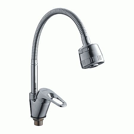Смеситель Ledeme Н13 для кухни, с гибким изливом, с душевой насадкой, однозахватный, хром L4313