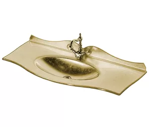 Раковина для тумбы Caprigo 100 (1050x460x150) стеклянная с бортиком, золото OW15-11014-(G)