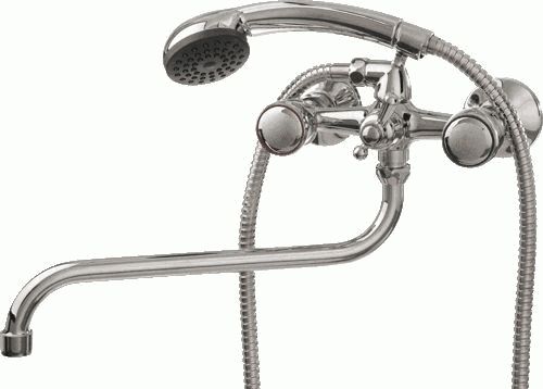 Смеситель Ledeme Н17 настенный, для ванны и душа, двухзахватный, с душевой лейкой, хром L2217