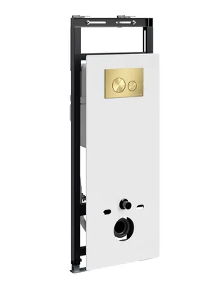 Инсталляция для унитаза с лицевой панелью WasserKRAFT кнопка золото матов. 27TLT.010.ME.WH.MG02