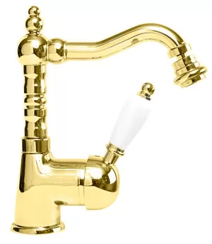 Смеситель CEZARES BSM2-03/24-Bi для биде, донный клапан, золото 24кар/ручка белая