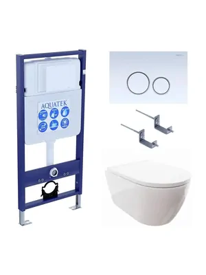 Комплект Инсталляция+Унитаз с сиденьем микролифт+Кнопка Aquatek SET AQUATEK ПОЛАРИС-01-015 4в1
