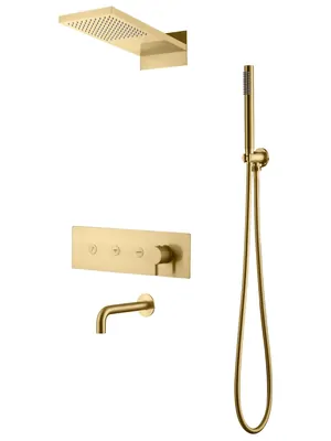 Душевая система Boheme 130-2-MG встраиваемая, верхний/ручной душ, с изливом, золото матовое