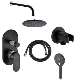 Душевая система WasserKRAFT A16777 встраиваемая, однозахватный смеситель, верх./руч. душ, черный