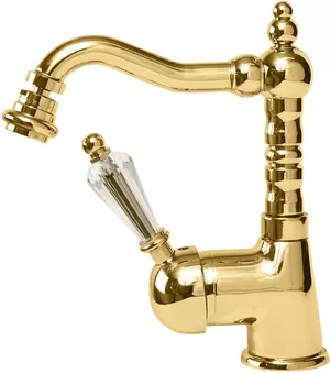 Смеситель CEZARES -BSM2-03/24-Sw для биде, донный клапан, золото 24кар/ручка Swarovski