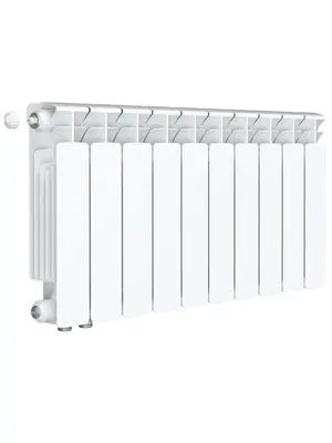 Радиатор биметаллический Rifar Ventil BVL 350 нижнее левое подключ., 10 секции, 1390 Вт, белый