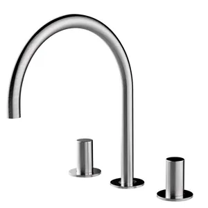 Смеситель для раковины Bossini INZ208075 двухзахватный, на 3 отверстия, атласная сталь