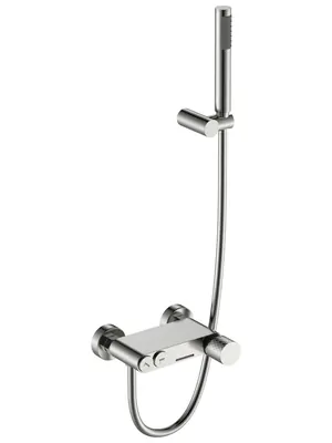 Смеситель Boheme 123-NB для ванны/душа, настенный, с изливом, с ручным душем, никель браш