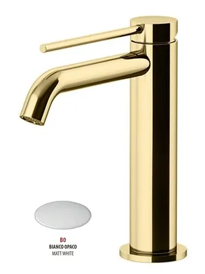 Смеситель GATTONI 9144/91BO для раковины, с донным клапаном, белый мат