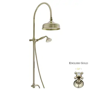 Душевая стойка Nicolazzi 5719WSGF20 верхний,ручной душ,переключатель, английское золото