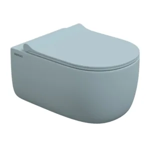 Унитаз подвесной Berges 540х360х330 безободковый, сиденье с микролифтом, голубой мат. 083229