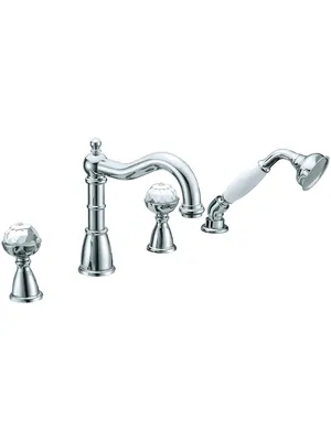 Смеситель Boheme Brilliante 393 на борт ванны, с душевым гарнитуром, двухзахватный, хром