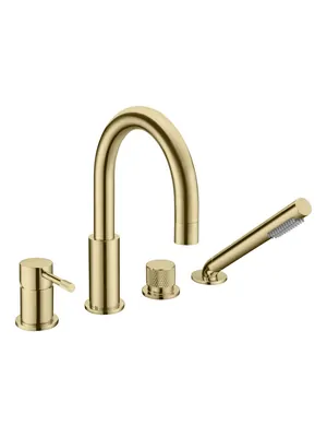 Смеситель Boheme 460-MG на борт ванны, с душевым гарнитуром, однозахватный, золото матовое