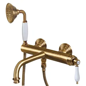Смеситель CEZARES -VDM-02-Bi для ванны/душа однозахватный, ручной душ, бронза/ручка белая