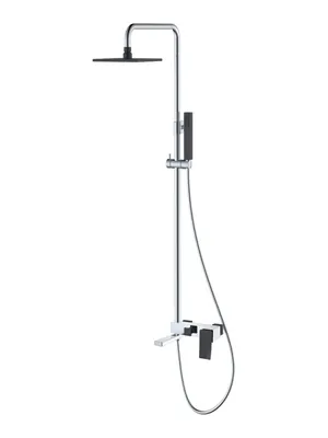 Душевой комплект Boheme 148-CRB.2 настенный, однозахватный, верхний/ручной душ, хром+черный