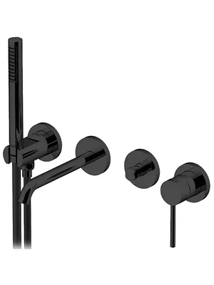 Смеситель GATTONI 9105/91NO для ванны/душа, встраиваемый, с душевым гарнитуром,черный мат