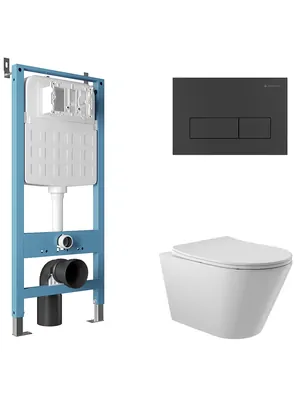 Инсталляция Aqueduto TECNICA NOVO + унитаз с сиденьем + клавиша смыва RETANGULO NOVO AQDS215