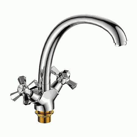 Смеситель Ledeme Н90 для кухни, с поворотным изливом, двухзахватный, хром L5990
