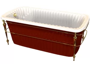 Ванна MIGLIORE 174x83 console красная панель, фурнитура золото 24268