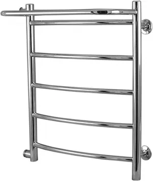 Полотенцесушитель Флагман "Лесенка" изогнутая с полочкой 600х400 нерж.сталь, левое боковое подкл. D-1"