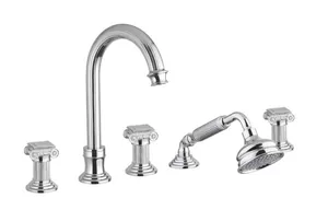 Смеситель CEZARES -BVD-01-O на борт ванны, 5 отверстий, выдвижной душ, хром/ручки металл