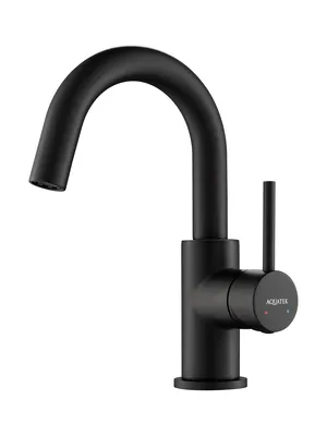 Смеситель для раковины Aquatek AQ1307MB однозахватный, излив 132мм, б/дон. клап., черный мат