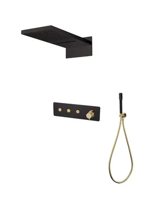 Душевая система Boheme 130-BG встраиваемая, верхний/ручной душ, черный/золото