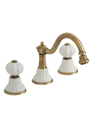 Смеситель для биде Migliore на 3 отв., с д/к, белый/бронза ML.OLV-5825.BI.BR