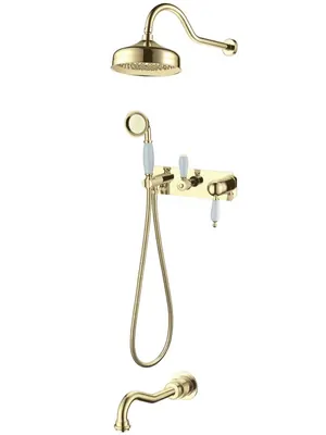Душевая система Boheme Oro 288 встраиваемая, верхний душ 208мм, лейка 77мм,излив,золото
