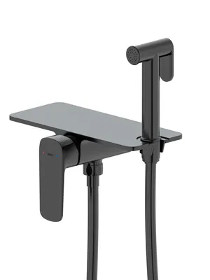 Смеситель IDDIS AXEBLSHi08 встраиваемый, однозахватный с гиг. душем, полка, черный