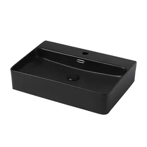 Раковина накладная ABBER 610х420х135 одно отв. под смеситель,черный мат. AC2201MB