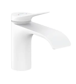 Смеситель Hansgrohe 75010700 для раковины, однорычажный, 80, сливной гарнитур, мат.белый