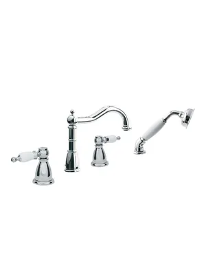 Смеситель Boheme Chromo 396 на борт ванны, с душевым гарнитуром, двухзахватный, хром