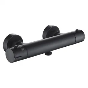 Смеситель для душа Swedbe 9025B термостат, настенный, без излива, цвет: черный матовый