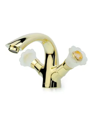 Смеситель Boheme Camelia для раковины, на 1 отверстие, двухзахватный, золото 291-Camelia